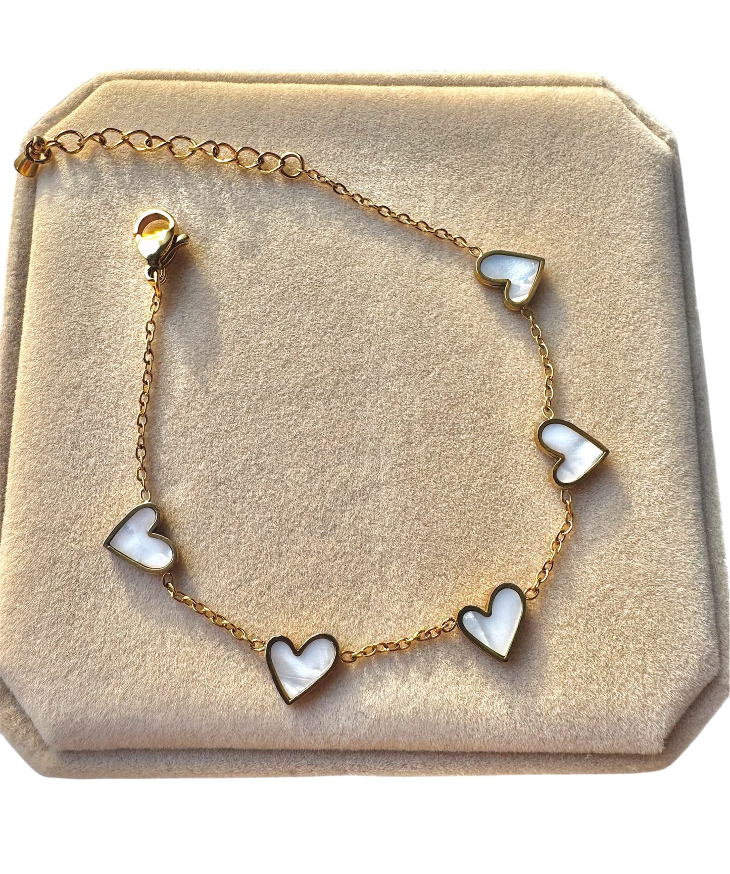 Pulsera Corazones Madreperla – Acero Inoxidable | Eternal Jewelry