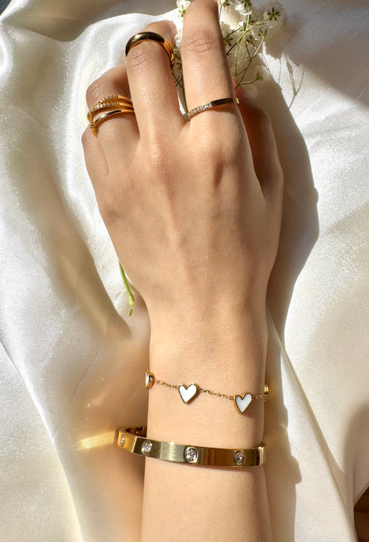 Pulsera Corazones Madreperla