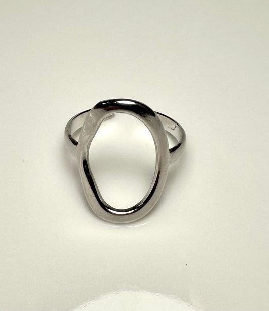 Anillo Óvalo Plata – Acero Inoxidable Minimalista Ajustable